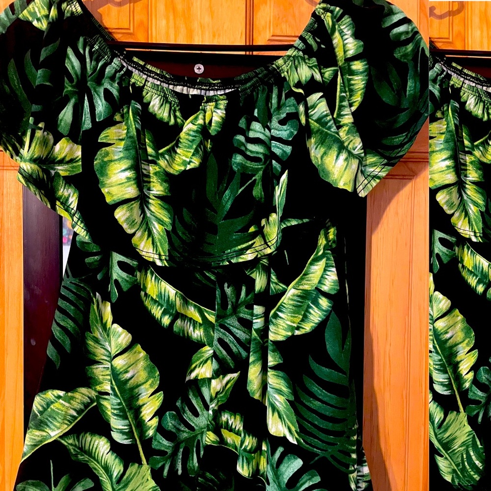 Black and Green off the shoulder top.